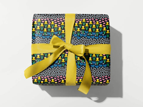 Layer Fleurs • Retro Floral Gift Wrap Sheets or Roll