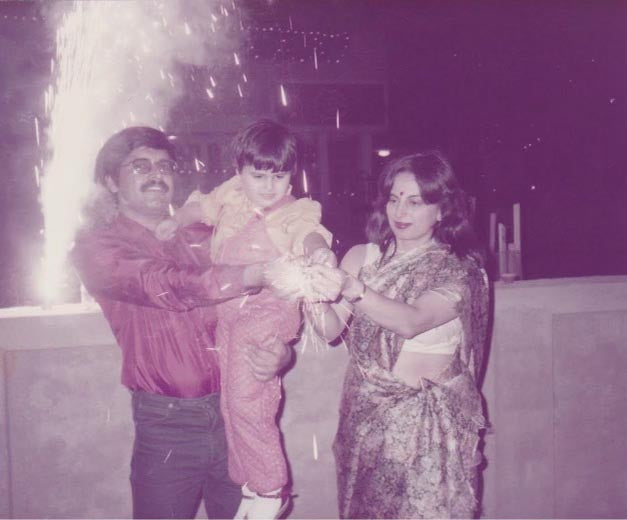 Baby Priyanka of My Darlin' with her parents celebrating Diwali in India circa 1980-something.