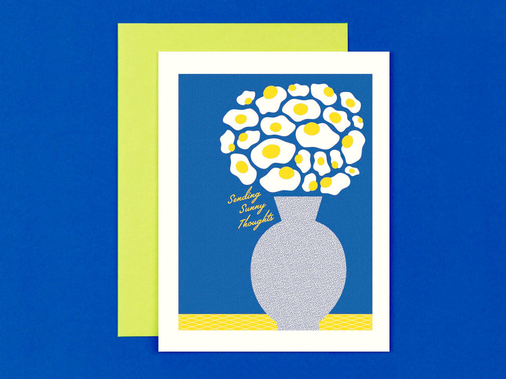 Sunny Thoughts • Fried Eggs Flower Vase Encouragement Card