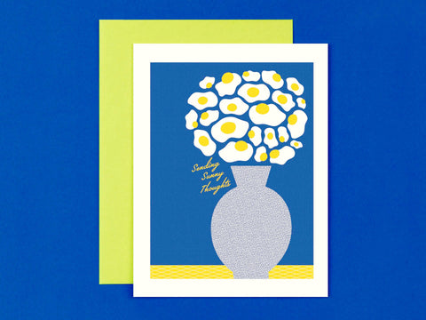 Sunny Thoughts • Fried Eggs Flower Vase Encouragement Card