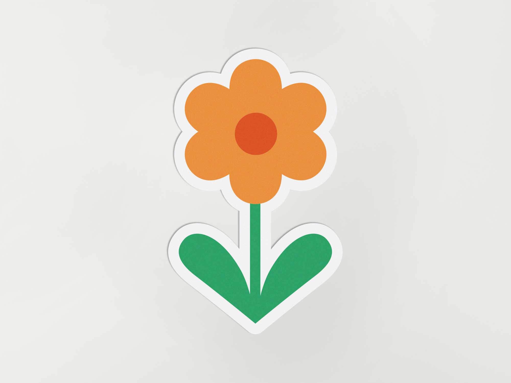 Orange Daisy Matte Vinyl Die Cut Flower Sticker