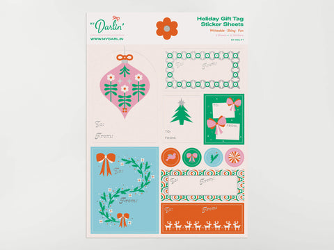Holiday Gift Tag Sticker Sheet Set