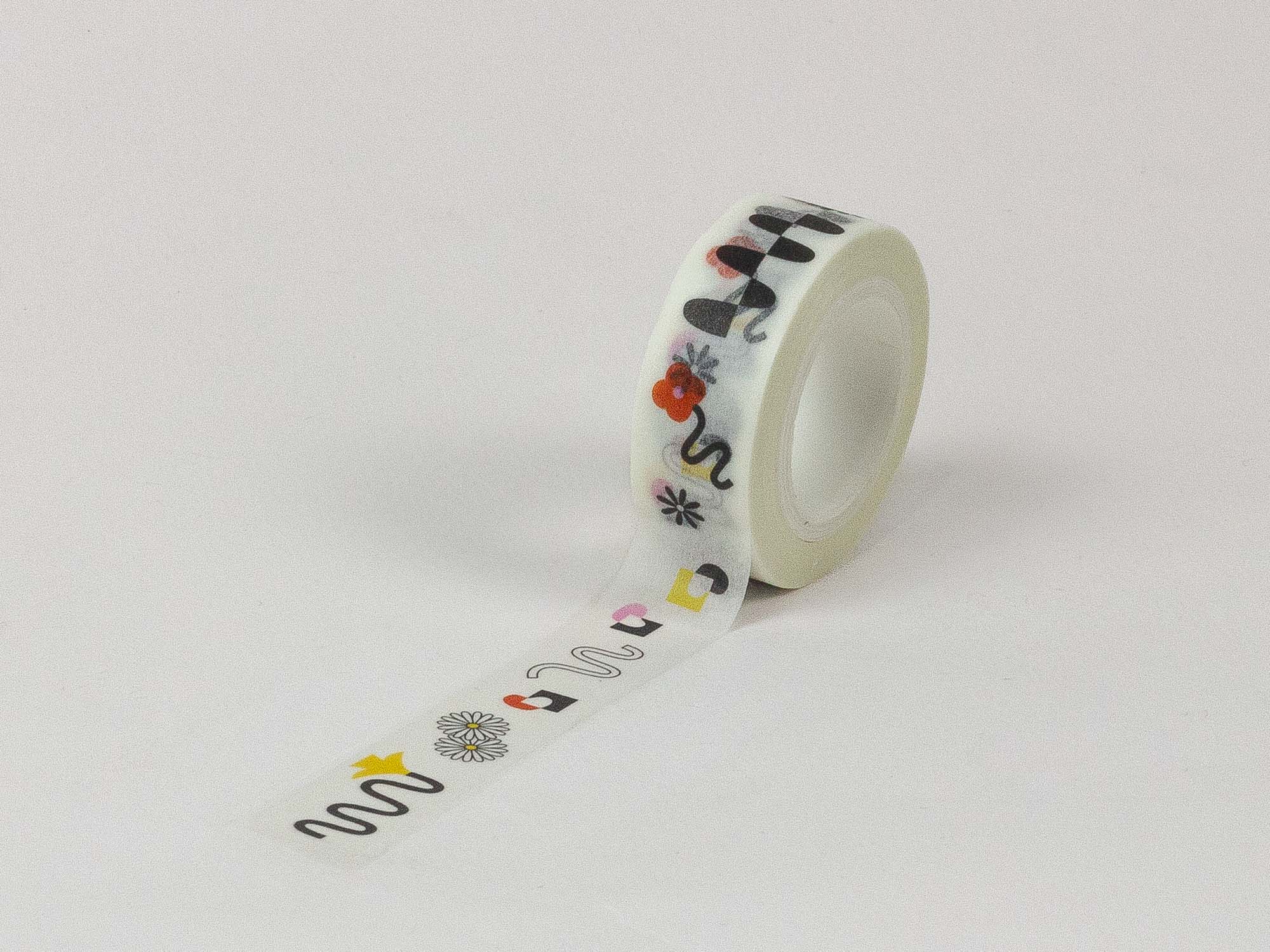 Squiggle Fleurs Washi Tape – 15mm